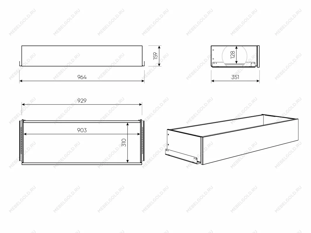 Ящик выдвижной к шкафу МАКС, 93х36х16 см, серый | изображение 2
