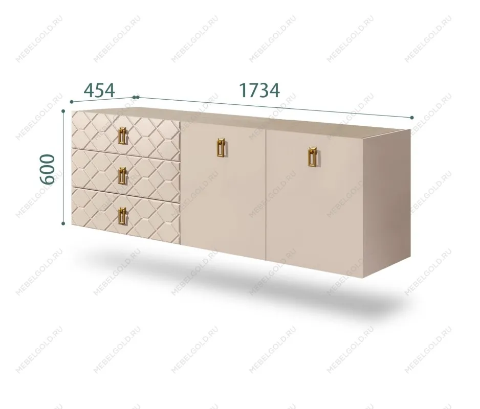 Комод 1.6м Bogemia Fly Farfalle (Ваниль) (Novabuk/Золото) БМКМ-4
