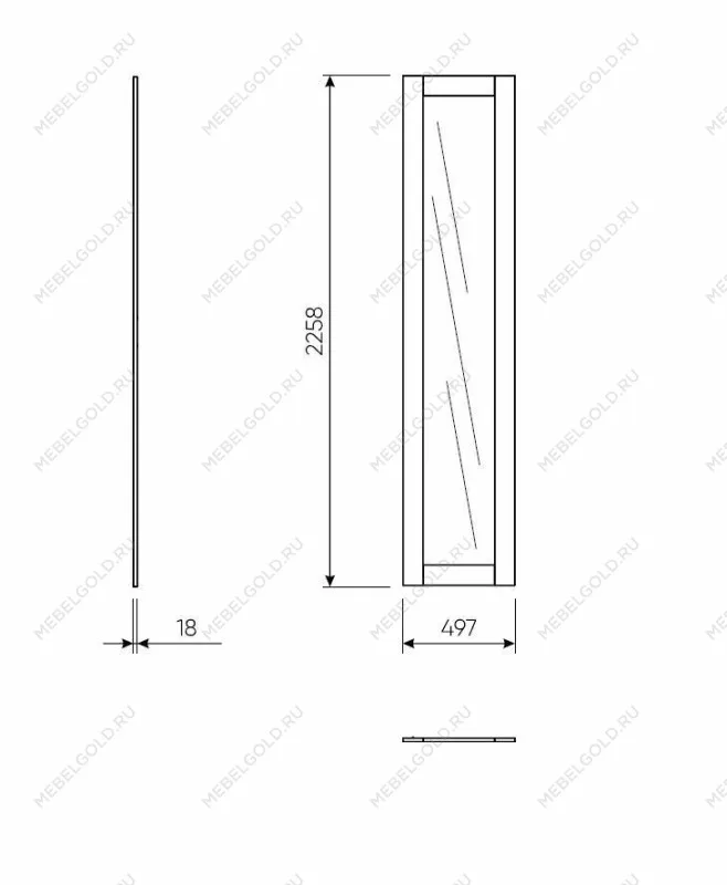 Дверь для шкафа МАКС, 50 см, с зеркалом, белая | изображение 1