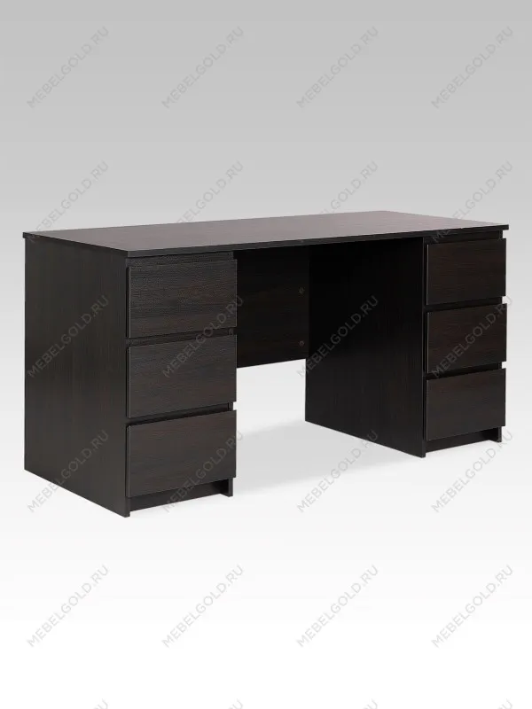 Стол письменный Кастор, 6 ящиков, 151х65х75 см, черный, дуб венге | изображение 8