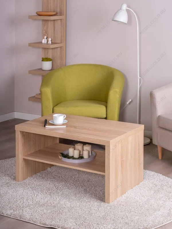 Стол журнальный Энкель, с полкой, 82x50x45 см, дуб беленый | изображение 1