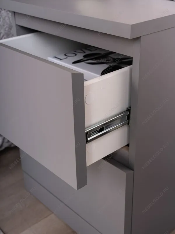 Тумба прикроватная Варма, 2 ящика, 40х55х40 см, эмаль серая | изображение 5