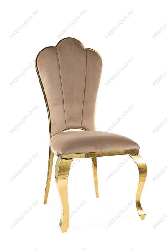 Стул кухонный SIGNAL QUEEN Velvet Bluvel 28 (бежевый/золотой)