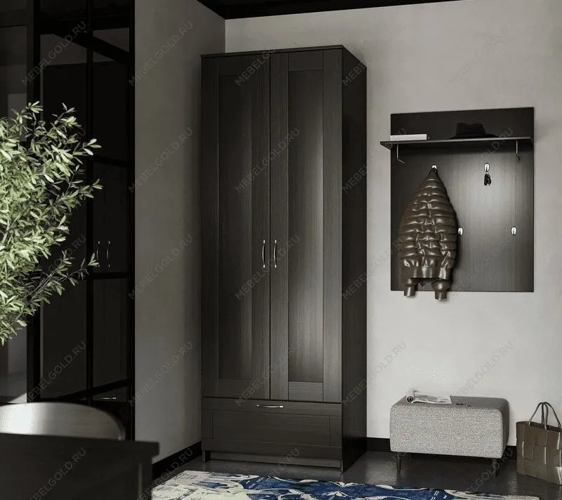 БРИМНЭС / СИРИУС Шкаф двухстворчатый ИКЕА / IKEA с выдвижным ящиком Дуб Венге | изображение 4