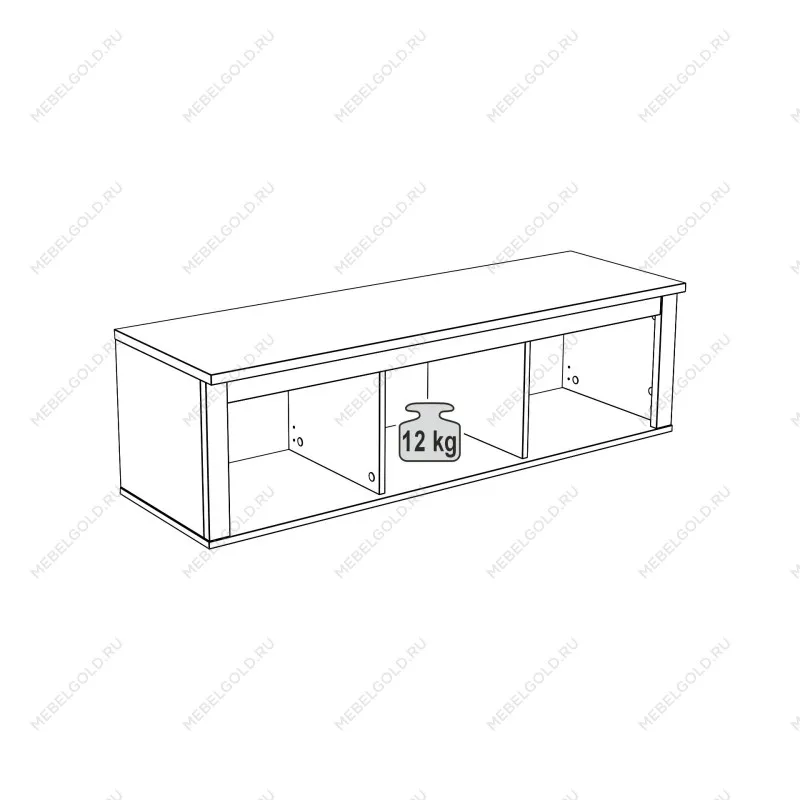 Полка навесная Сага, 3 секции, серая/ясень | изображение 8