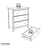 Комод Сага, 3 ящика, 92х100х51 см, белый | изображение 14