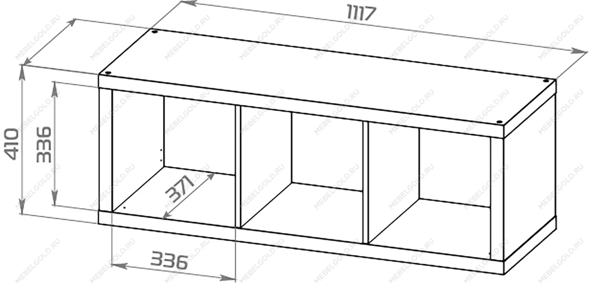 КАЛЛАКС / ФОРА Стеллаж ИКЕА / IKEA 3, с тремя открытыми ячейками, тамбурат, цвет белый | изображение 3