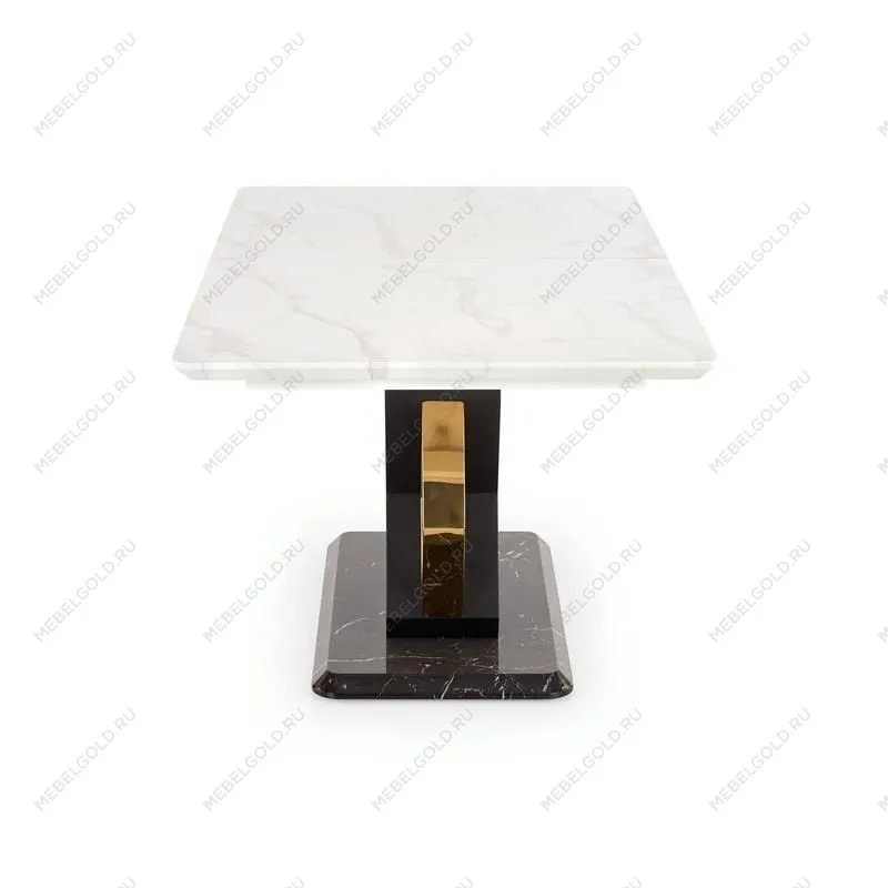 Стол обеденный Halmar VINCENZO 160 раскладной (белый мрамор/черный/золотой) | изображение 1