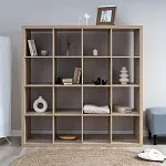 КАЛЛАКС / ФОРА Стеллаж ИКЕА / IKEA 16, широкий стеллаж с открытыми ячейками, тамбурат, дуб беленый | изображение 4