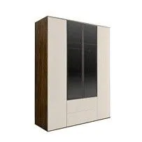 Шкаф 4-х дв. с ящиками Bogemia Woodline Air (Слоновая кость/Черный) БМШ2/42(2)