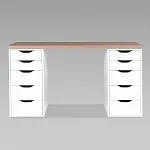 ИНГАР стол письменный ИКЕА / IKEA 2/55 140x75x55, дуб беленый/белый | изображение 2