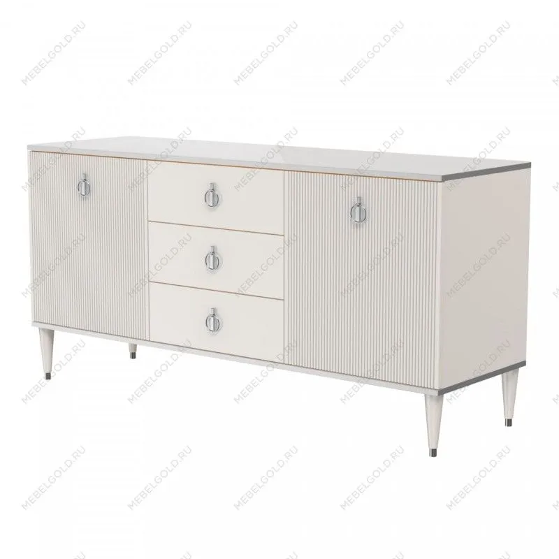 Комод для гостиной 1.6м Римини СОЛО (Слоновая кость/Серебро) РМКМ-4(s)