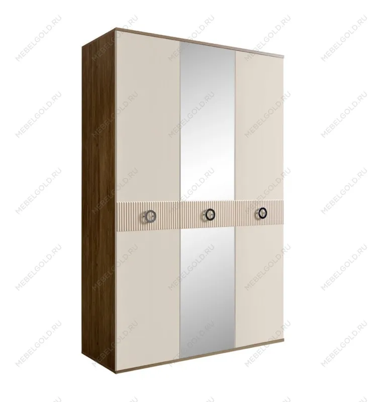Шкаф 3-х дверный с зеркалом Bogemia Woodline Fi (Слоновая кость/Хром) БМШ1/3