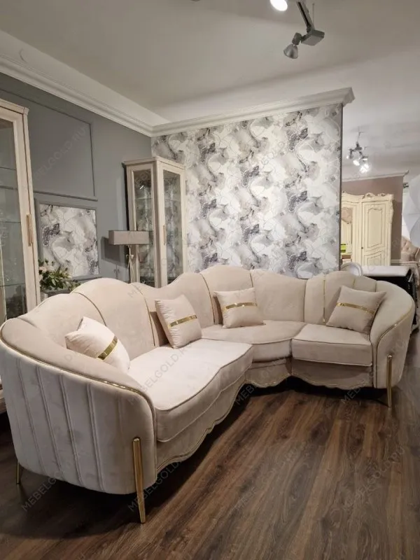 Диван Лара угловой 2-у-1 бежевый золото | изображение 6