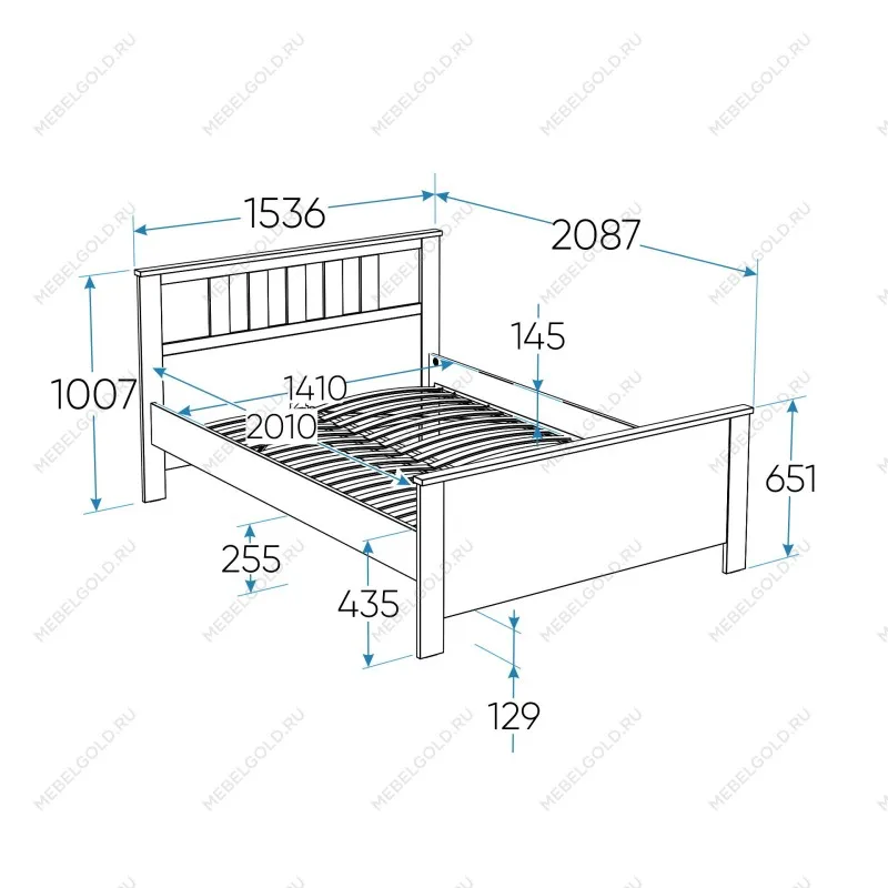 Кровать двуспальная Сага, 140х200 см, белая/ясень | изображение 9