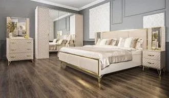 Спальня Лара 5-ств бежевый золото