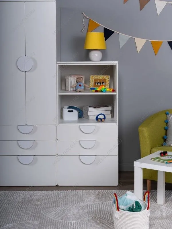 Стеллаж Пикси, с тремя выдвижными ящиками 60x57x120, белый (робкий подснежник) | изображение 8