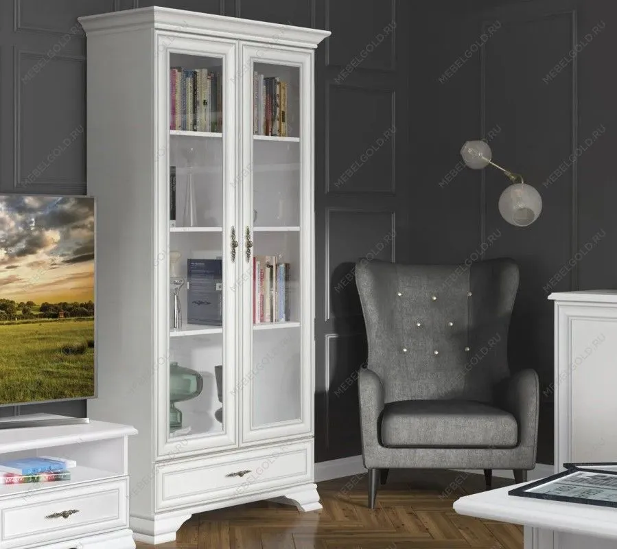 Шкаф с витриной Кентаки REG2W1S белый - Выставка м. Марьина роща | изображение 4