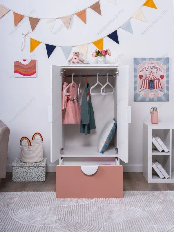 Шкаф распашной Пикси, с двумя дверьми, полкой и одним выдвижным ящиком 60х57х120, мечтательный пион | изображение 5