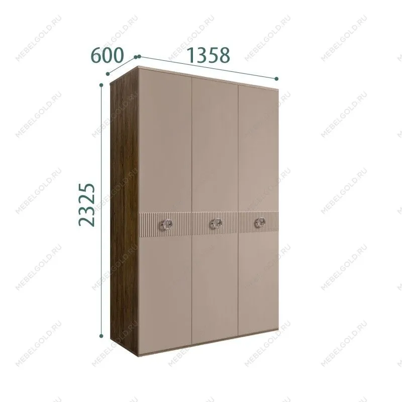 Шкаф 3-х дверный Bogemia Woodline Fi (Мокка/Хром) БМШ2/3