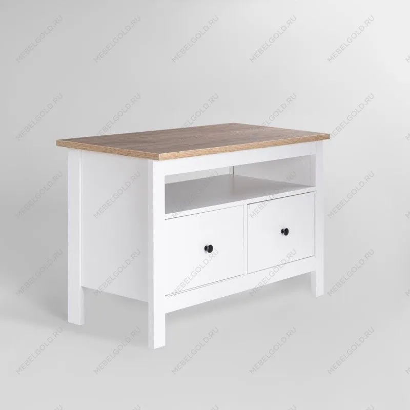 САГА тумба 2 ящика белая/ясень | изображение 1