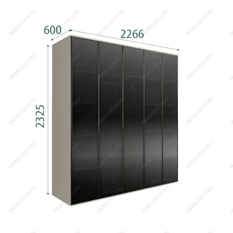 Шкаф 5-ти дв. Bogemia Air (Шелк/Черный) БМШ2/5(5)