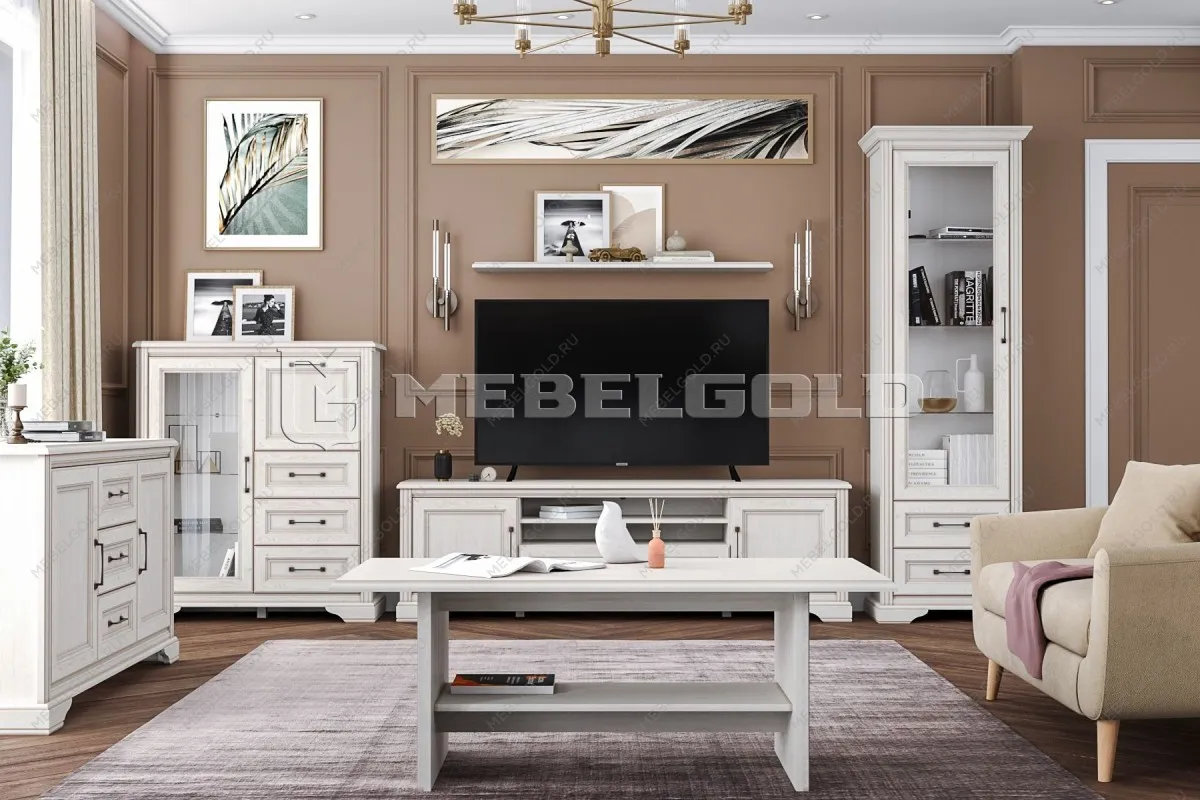 Шкаф-витрина Стилиус REG1W2S с подсветкой (Лиственница сибирская) | изображение 4