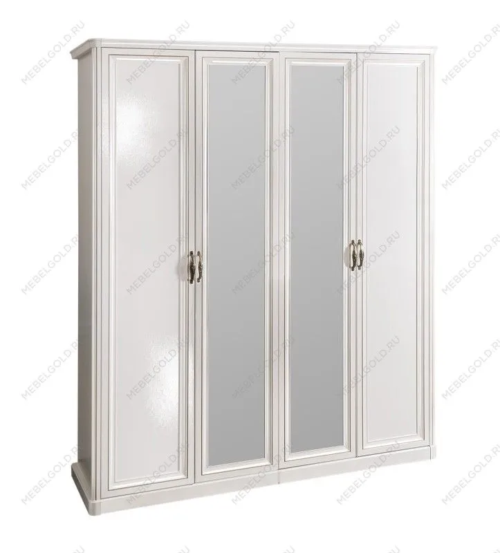 Шкаф Натали 4-дверный (2+2) с зеркалом белый глянец