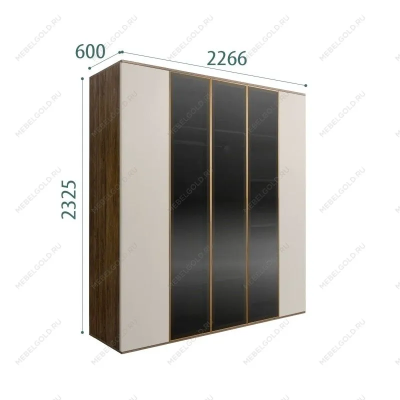 Шкаф 5-ти дв. Bogemia Woodline Air (Шелк/Золото) БМШ2/5(3)