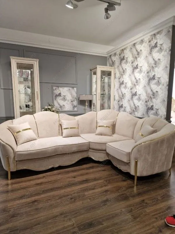 Диван Лара угловой 2-у-1 бежевый золото | изображение 3