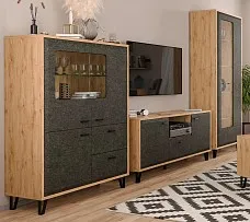 Шкаф с витриной Грейс REG2W с подсветкой