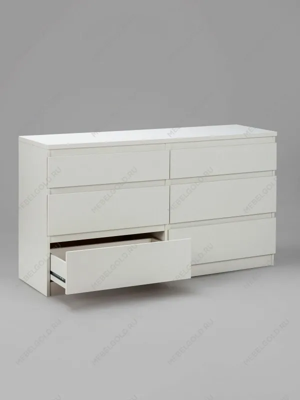 Комод Кастор, 6 ящиков, 129х40х71 см, белый | изображение 9