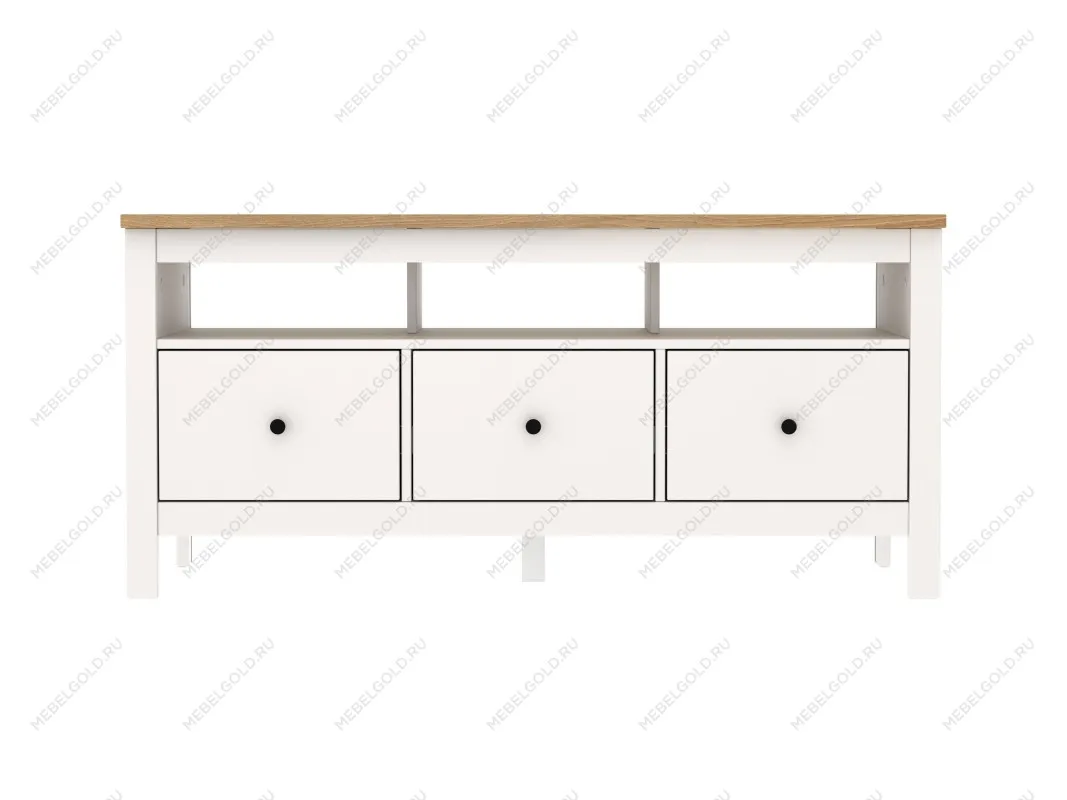 Тумба ТВ Сага, 3 ящика, 131х42х63 см, белая/ясень | изображение 12