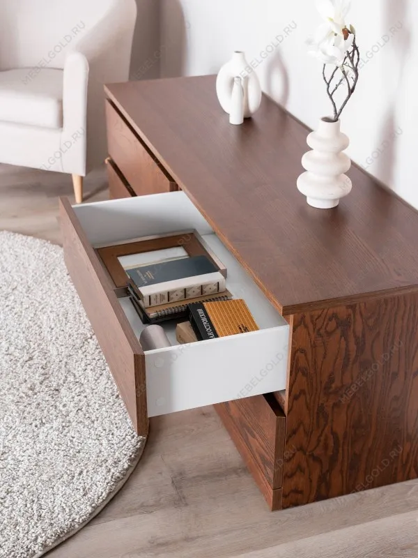 Комод Варма Прайм, 4 ящика, горизонтальный, 160х54х48 см, шпон натурального дерева, ясень коричневый | изображение 7