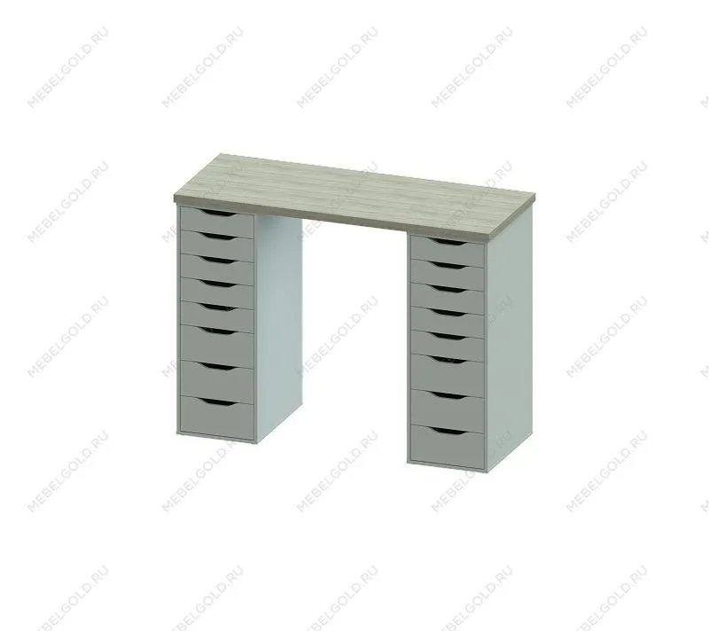 ИНГАР стол письменный ИКЕА / IKEA 2/88 140x106x55, дуб беленый/белый | изображение 2