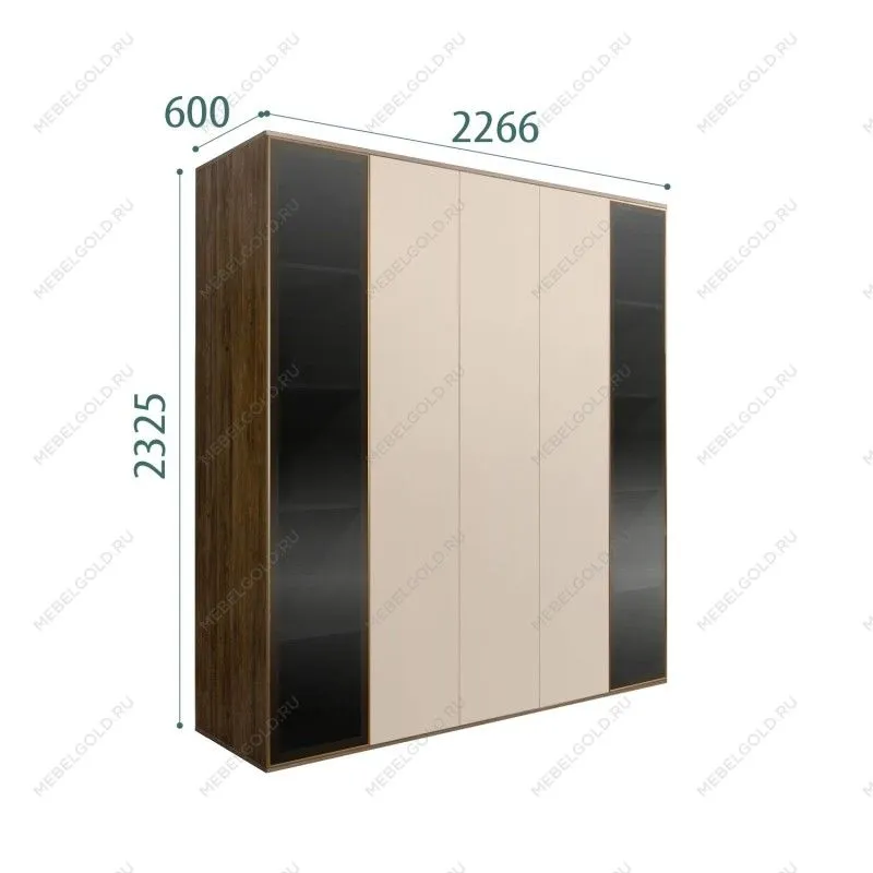 Шкаф 5-ти дв. Bogemia Woodline Air (Ваниль/Золото) БМШ2/5(2)