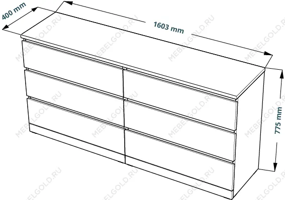 МАЛЬМ / VARMA Комод ИКЕА / IKEA 6D, 160x78x40, пигмент, белый | изображение 3