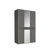 Шкаф 3-х дверный с зеркалом Римини СОЛО (Серый/Серебро) РМШ1/3(s)