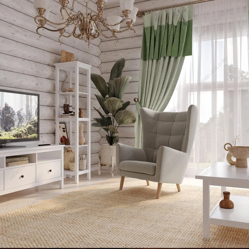 Кресло для отдыха Саари светло-серое, ткань рогожка | изображение 3