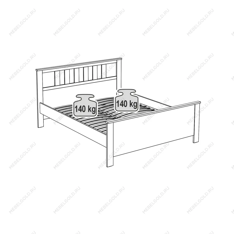 САГА кровать двойная 160х200 белая/ясень | изображение 2