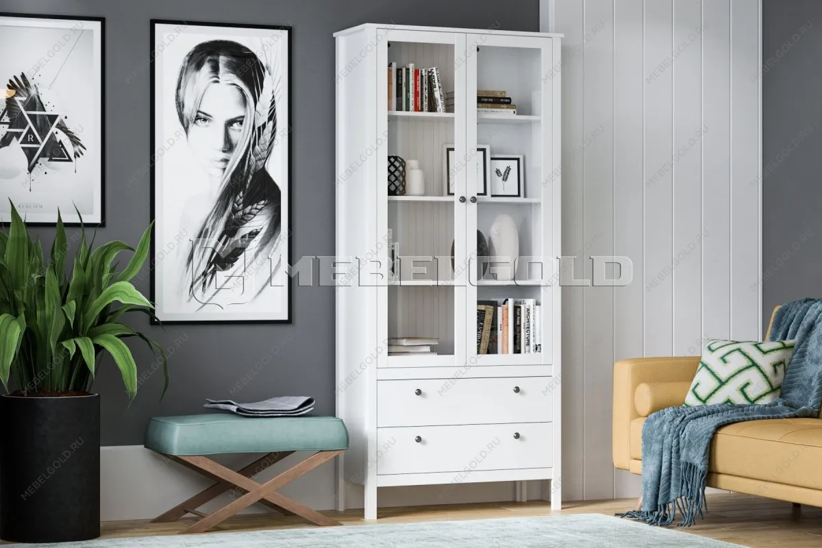 Шкаф-витрина Ева (Хельга) REG2W2S белый | изображение 2