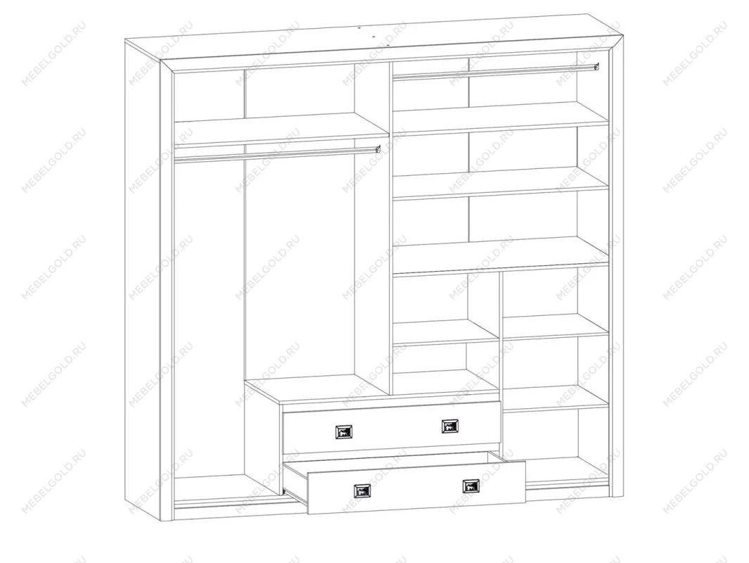 Шкаф платяной Коен SZF 4D2S Венге/Штрокс (NEW) | изображение 1