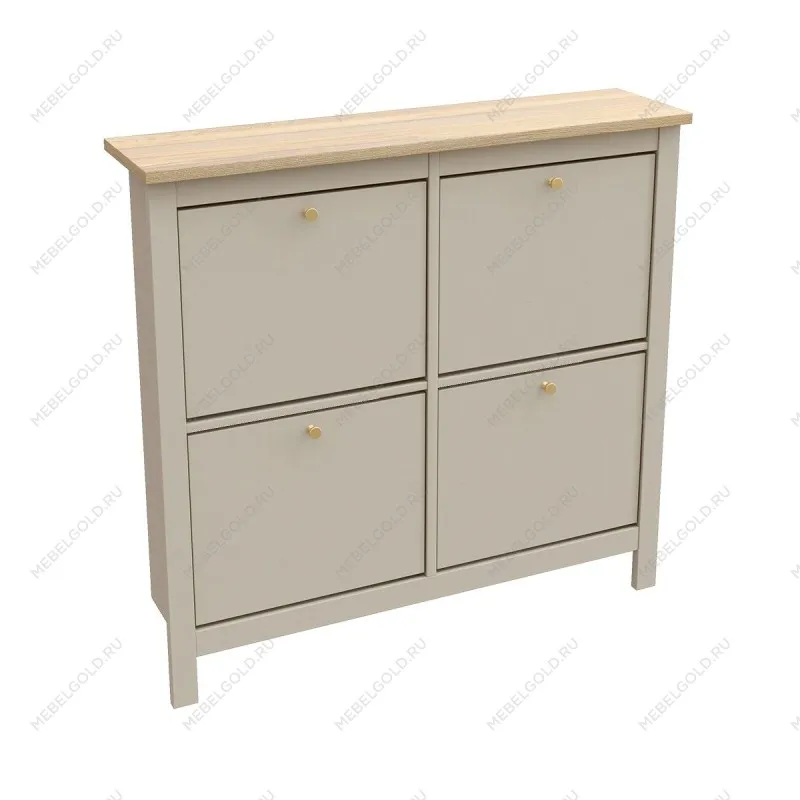 Обувница Сага с 4 откидными ящиками 113х108 кашемир/ясень