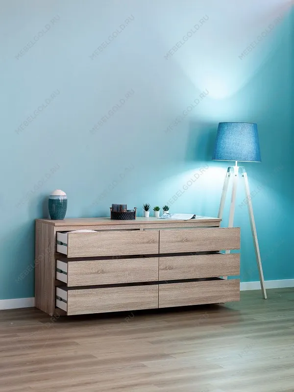 Комод Мальта, 6 ящиков, горизонтальный, с доводчиками, 160х48х76 см, дуб сонома | изображение 9