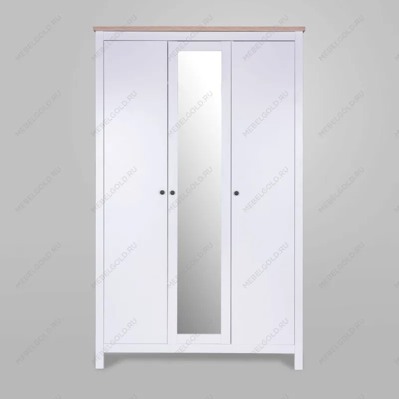 САГА шкаф 3 двери с зеркалом белый/ясень | изображение 2