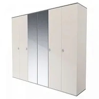 Шкаф 6-ти дверный с зеркалом Римини (Слоновая кость/Серебро) РМШ1/6