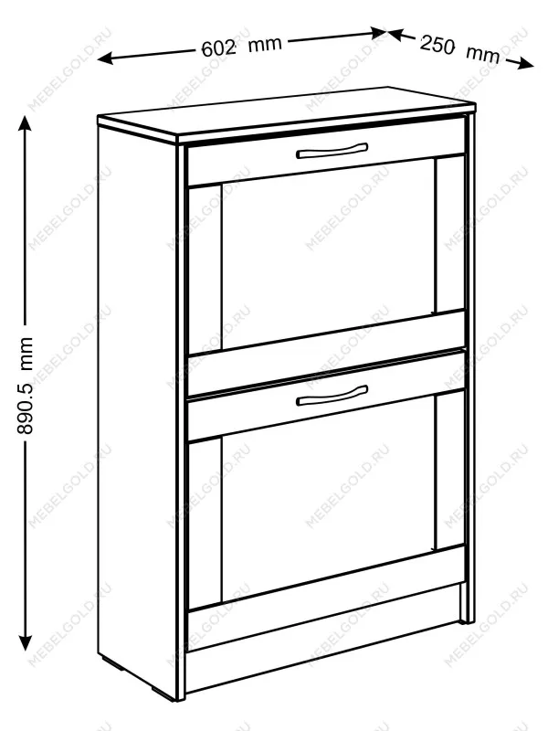Обувница Сириусс 2 откидными ящиками, 60 х 25 х 89 см, ЛДСП, дуб сонома | изображение 13