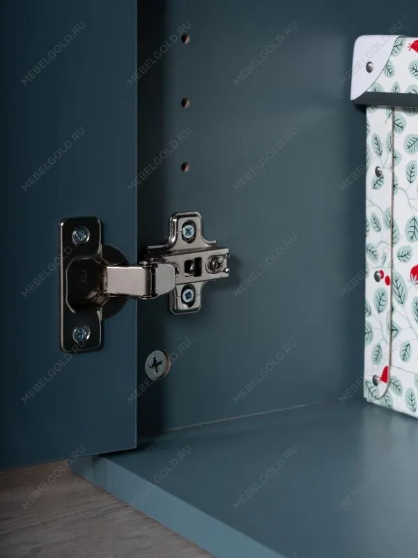 Стол письменный Ингар, с двумя дверцами, 140x75x55, серо-бирюзовый/черный, столешница дуб беленый | изображение 8