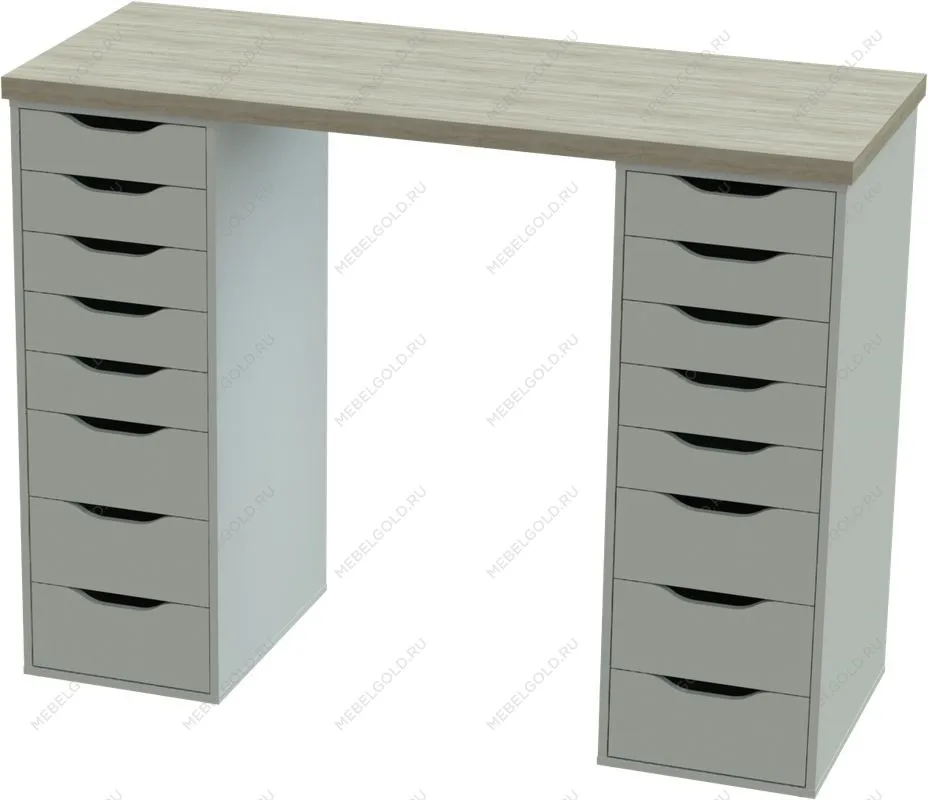 ИНГАР стол письменный ИКЕА / IKEA 2/88 140x106x55, дуб беленый/белый | изображение 1