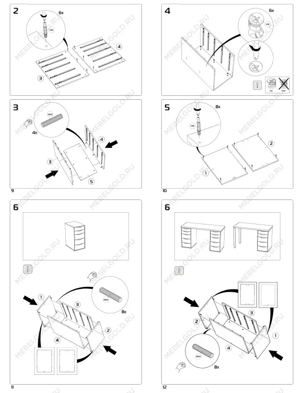 Стол письменный Ингар, 5 ящиков, 140х75х55 см, белый | изображение 18
